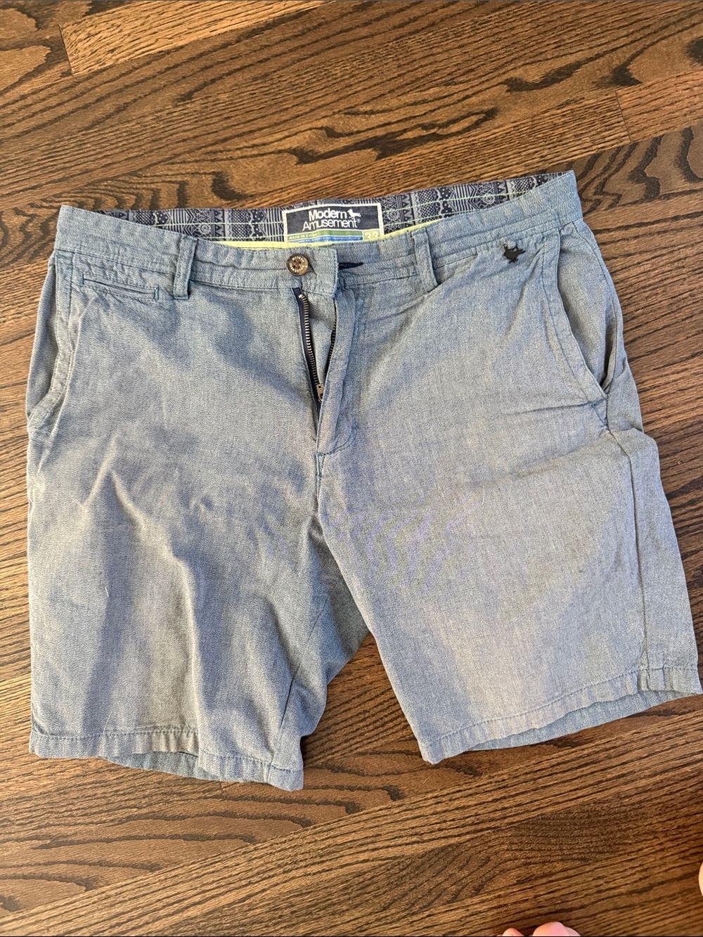 Modern Amusement Men's Chambray Light Blue Flat Front Shorts